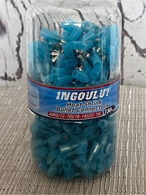300pcs Heat Shrink Bullet Connectors for Wiring Blue Waterproof Quick AWG 16-14